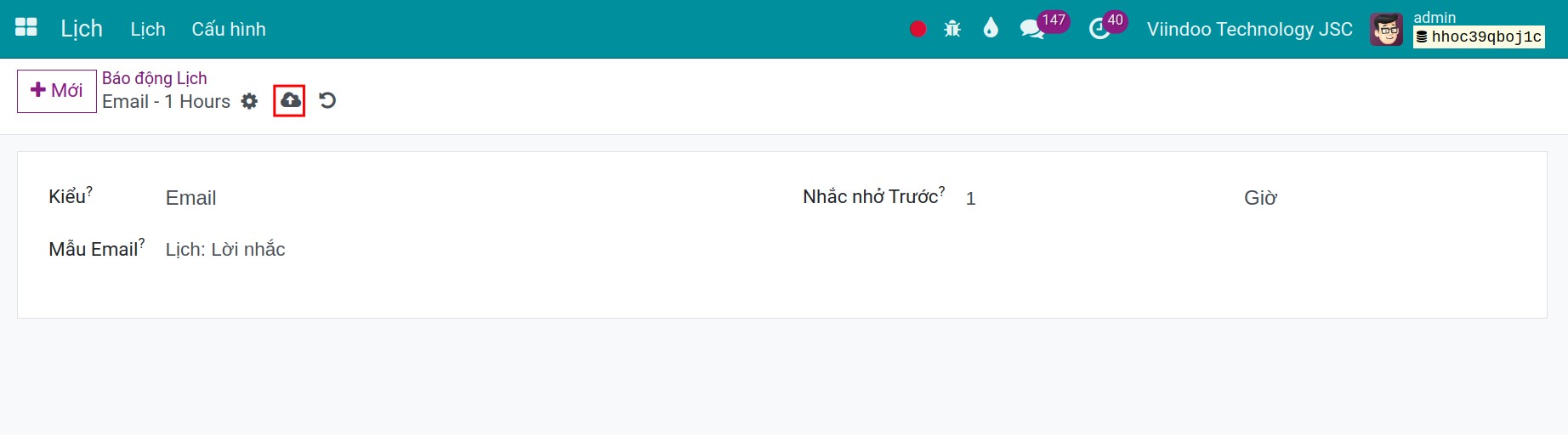 Email nhắc nhở lịch