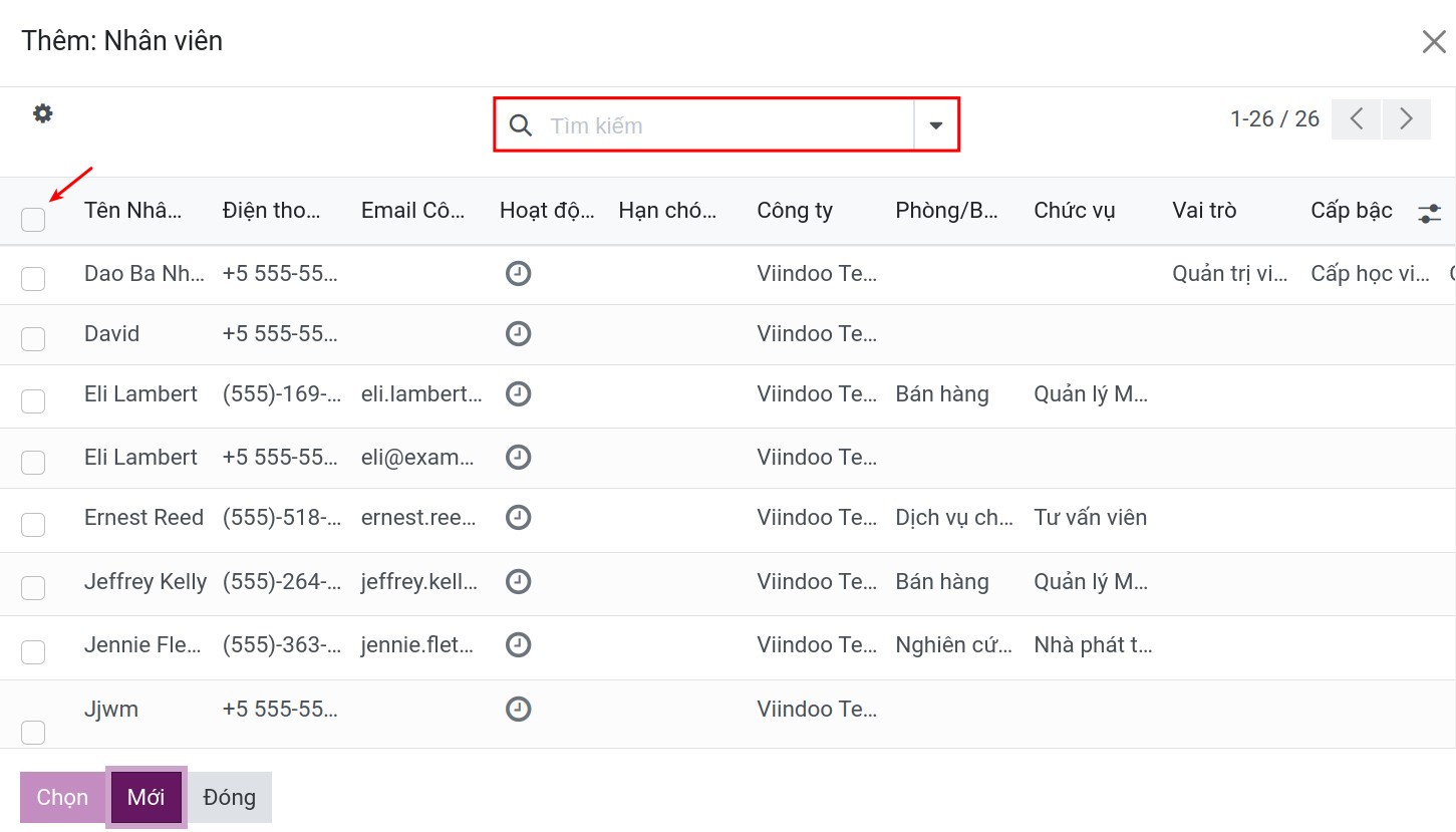 Lọc nhân viên tạo phiếu lương - Phần mềm quản lý tính lương Viindoo