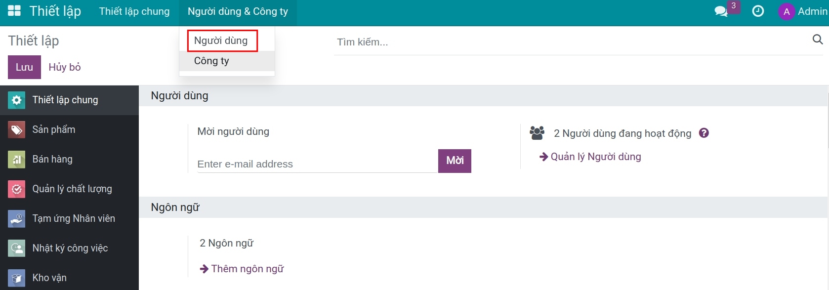 Phân quyền người dùng.
