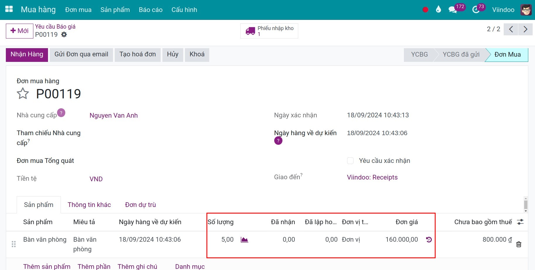 đơn mua hàng thứ hai