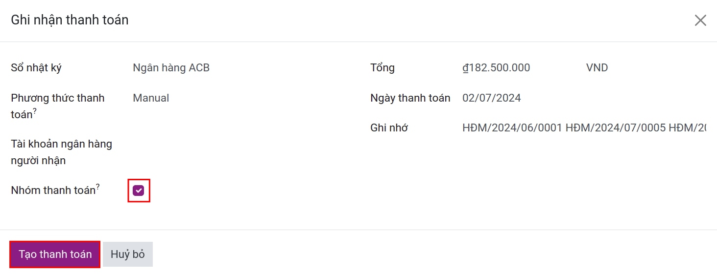 Kích hoạt Nhóm thanh toán trong Phần mềm Kế toán Viindoo