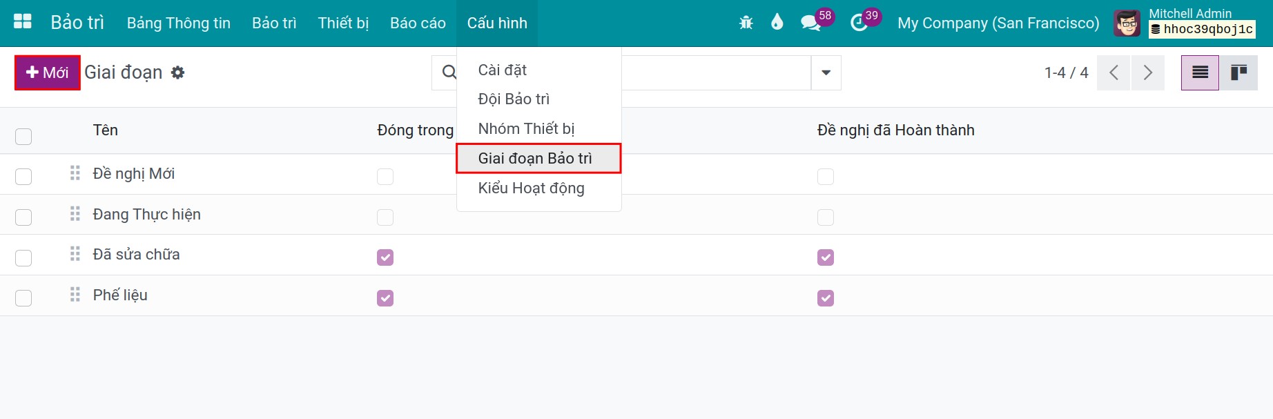 Tạo giai đoạn bảo trì