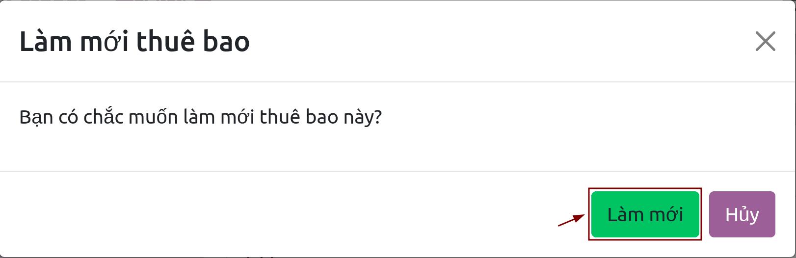 Làm mới gói dịch vụ thuê bao Viindoo