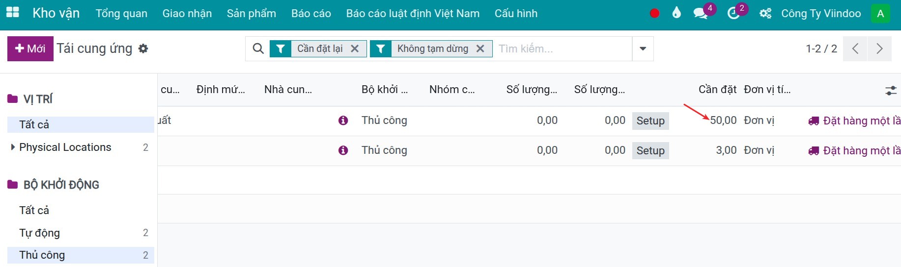 Replenishment dashboard