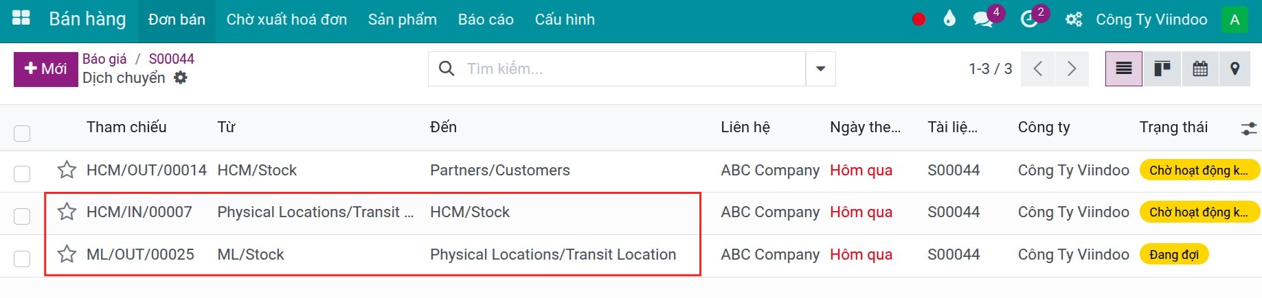 Internal Transfers from SO