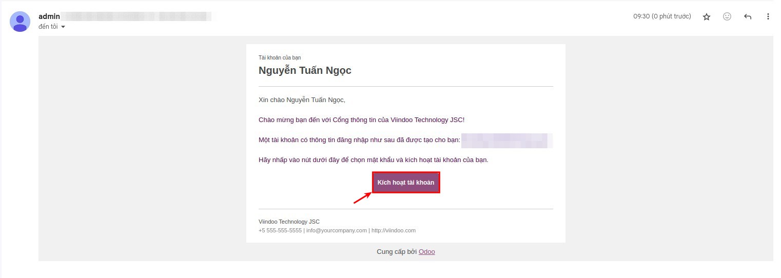 Nhận link liên kết qua email