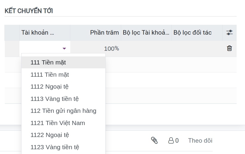 Kết chuyển số dư tài khoản