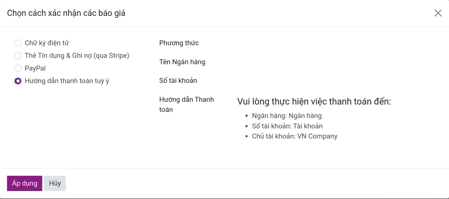 Thiết lập hình thức thanh toán để xác nhận đơn hàng - Viindoo
