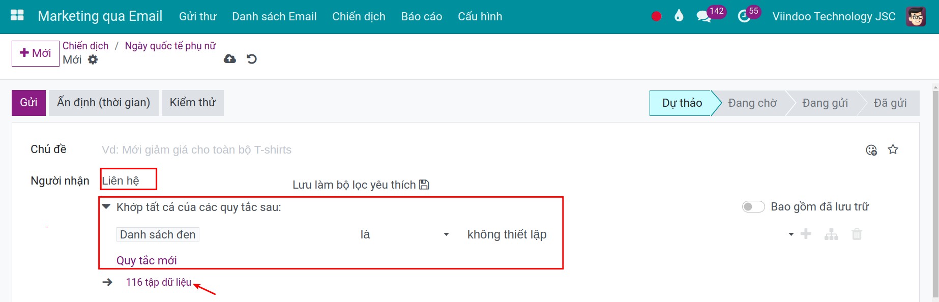 Điều kiện khớp cho loại liên hệ.