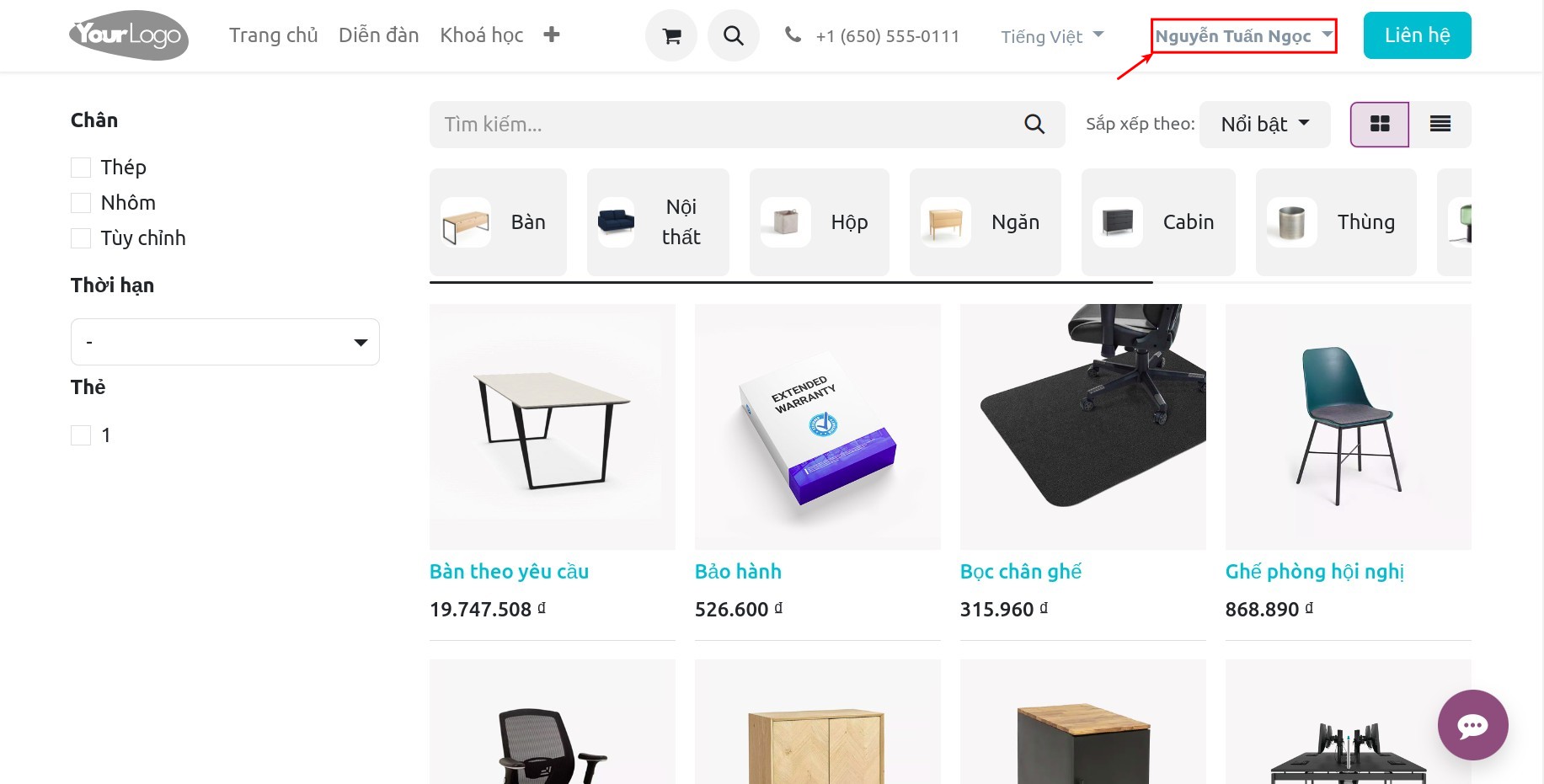 Truy cập vào Tài khoản của tôi