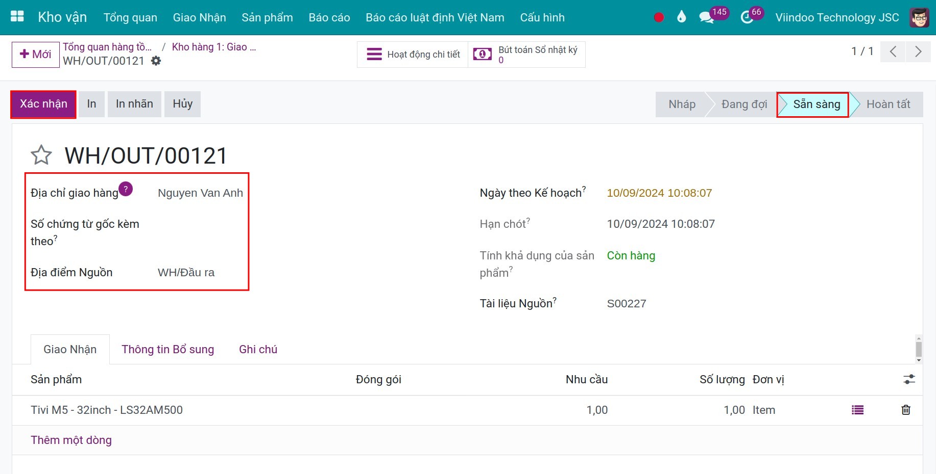 Xác nhận giao hàng