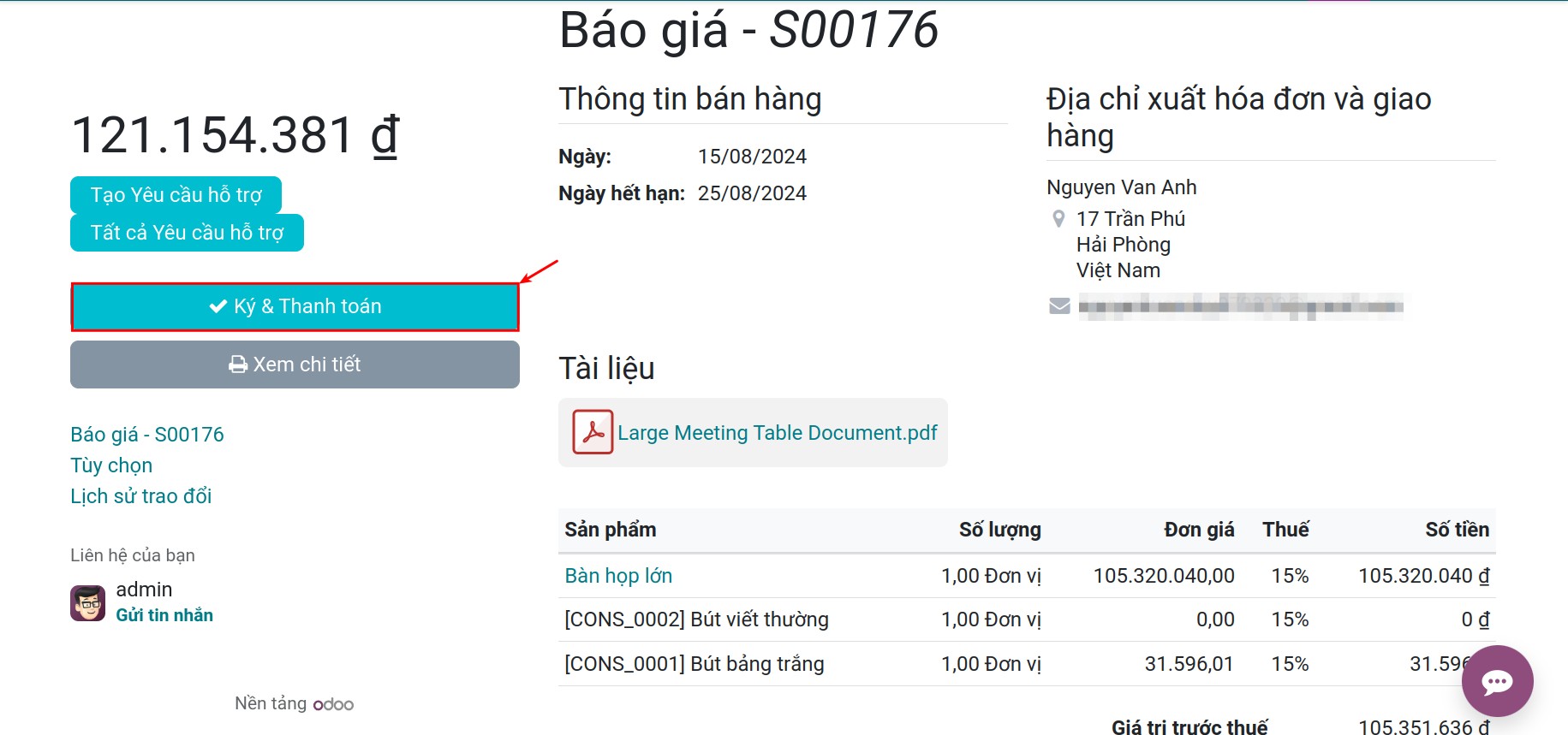 Xác nhận online báo giá - Viindoo
