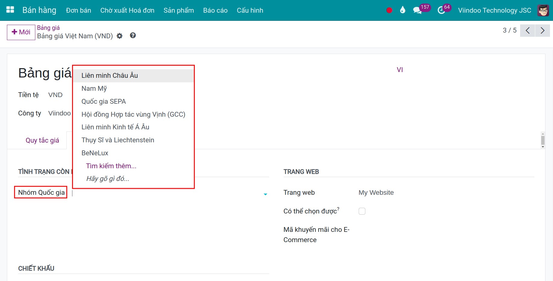 Tạo bảng giá với công thức