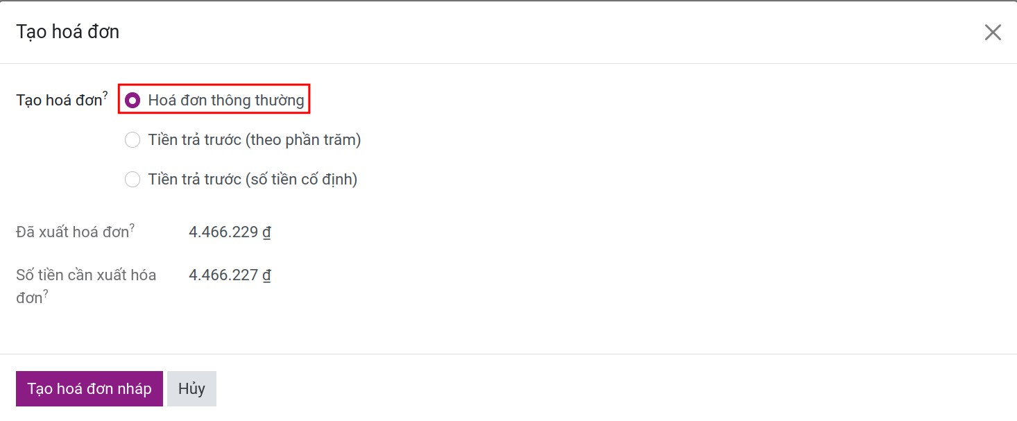 Lựa chọn hóa đơn cần xem - Viindoo