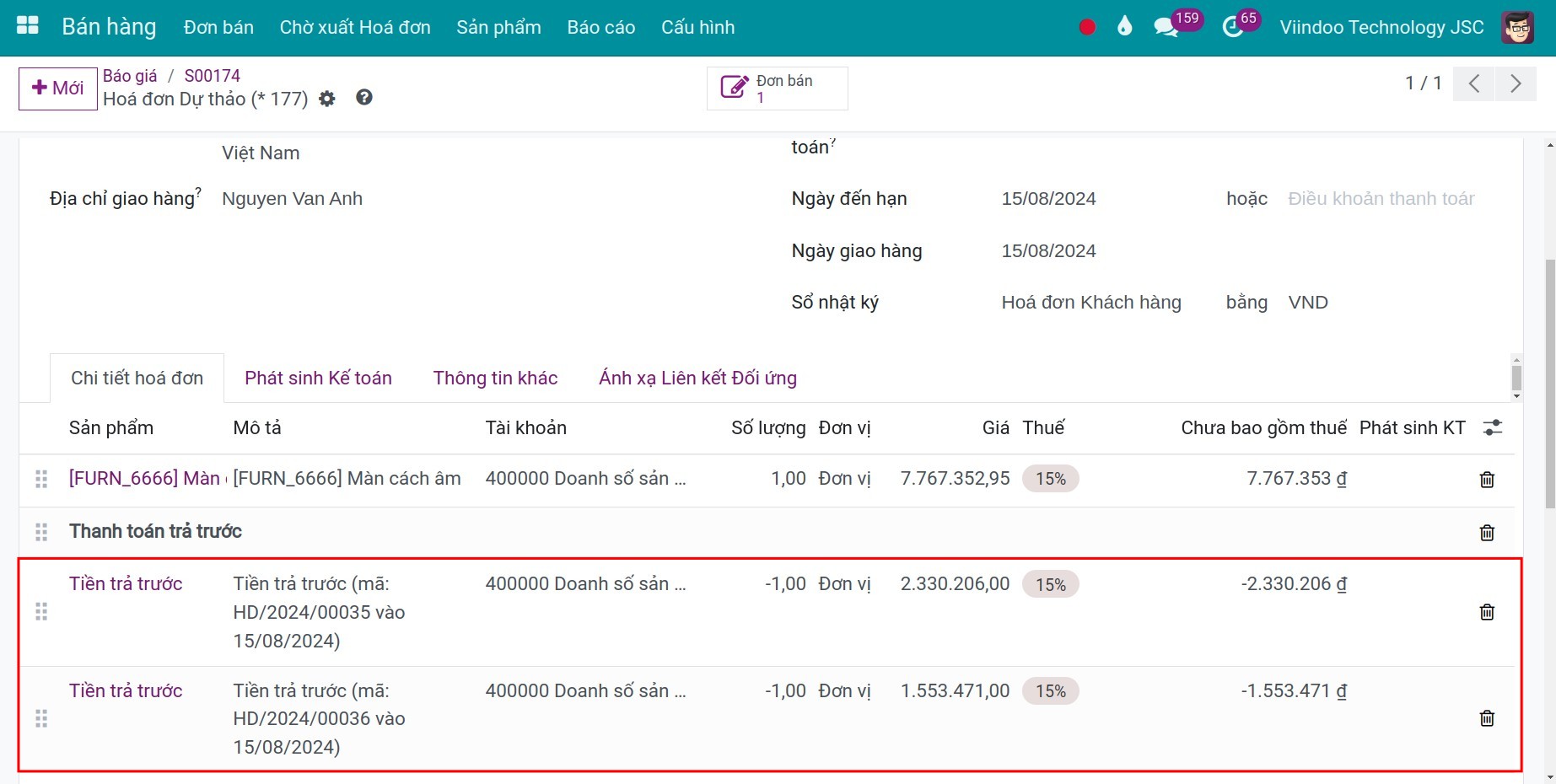 create an invoices with percent