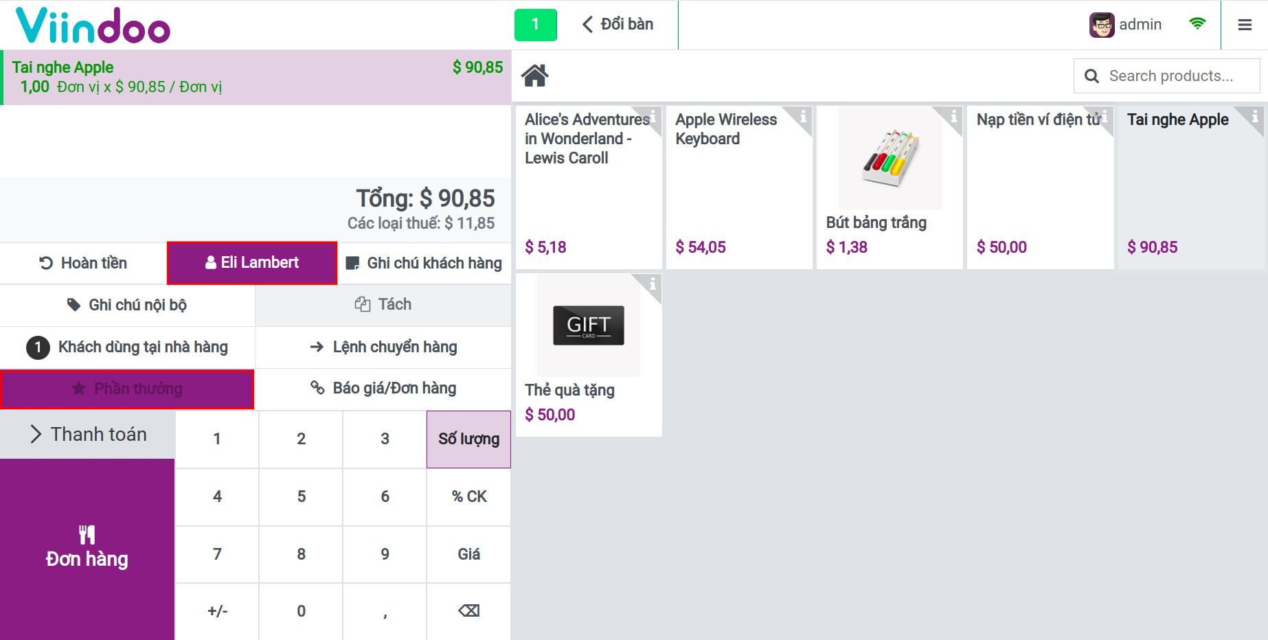 Tạo đơn bán trong POS áp dụng thẻ khách hàng thân thiết