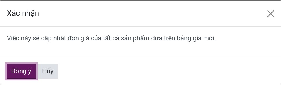 Cập nhật bảng giá