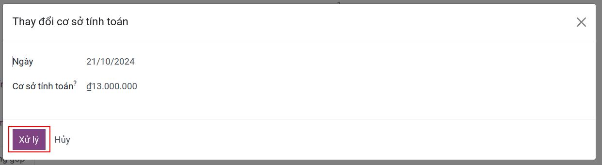 Thay đổi cơ sở tính toán cho bản ghi