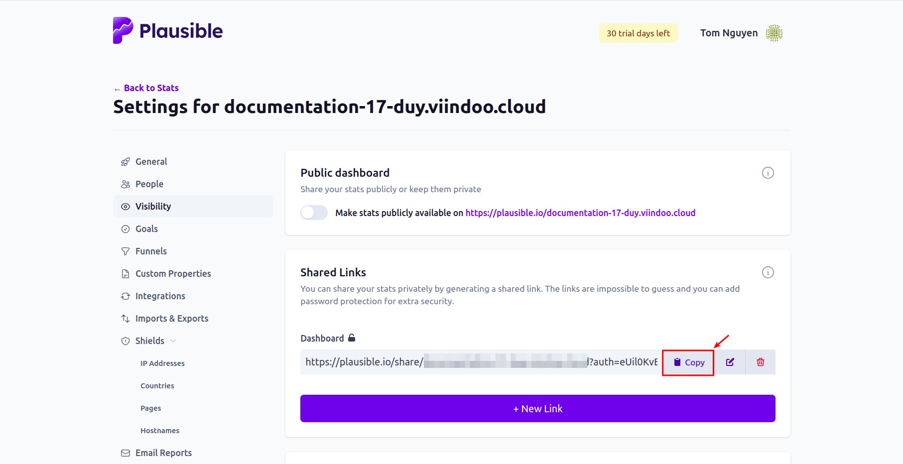 Sao chép shared link