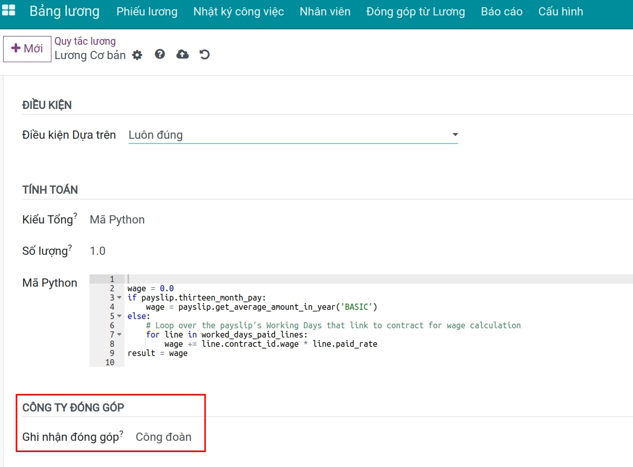 Ghi nhận đóng góp cho bên thứ ba cho phiếu lương Bảng lương Viindoo