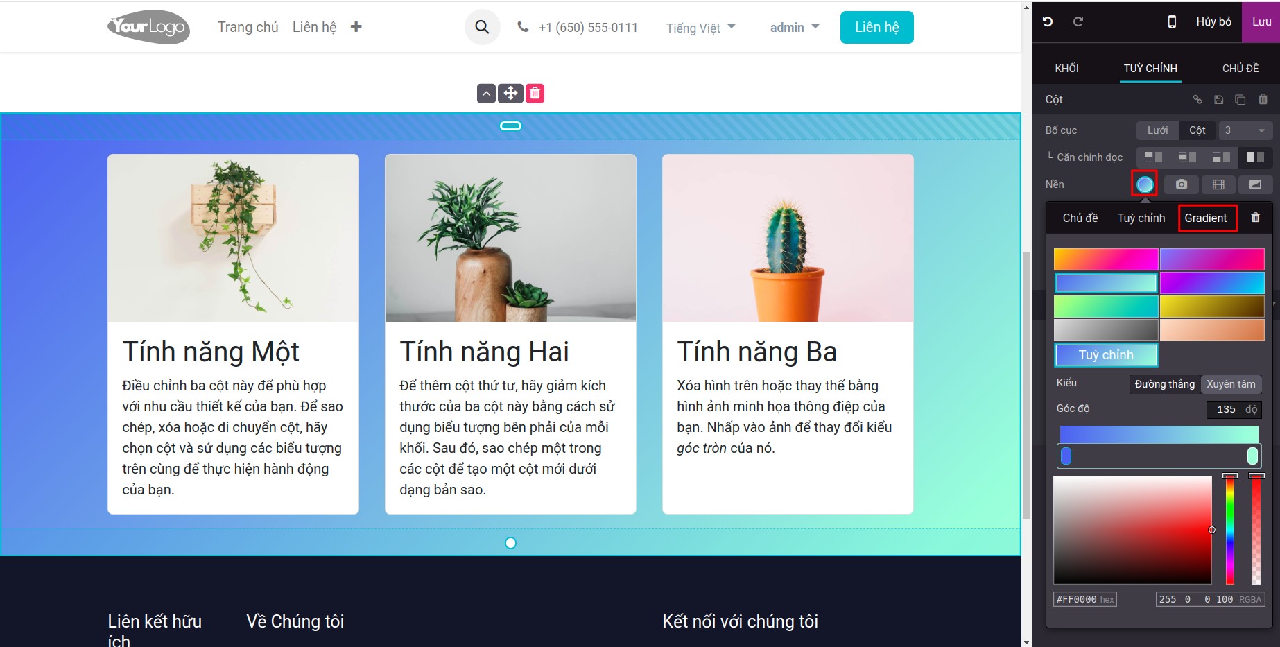 Chọn màu Gradient