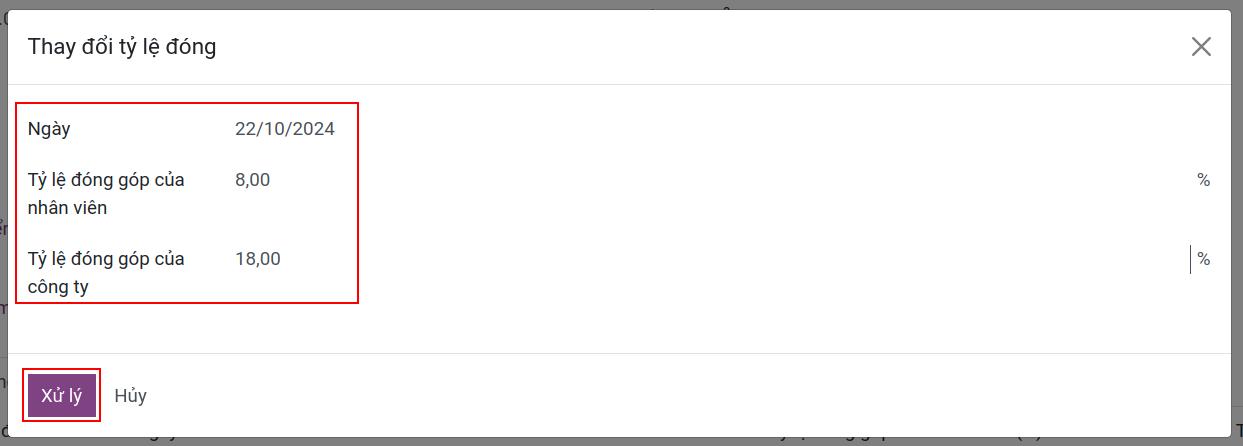 Thay đổi tỷ lệ tính toán cho bản ghi