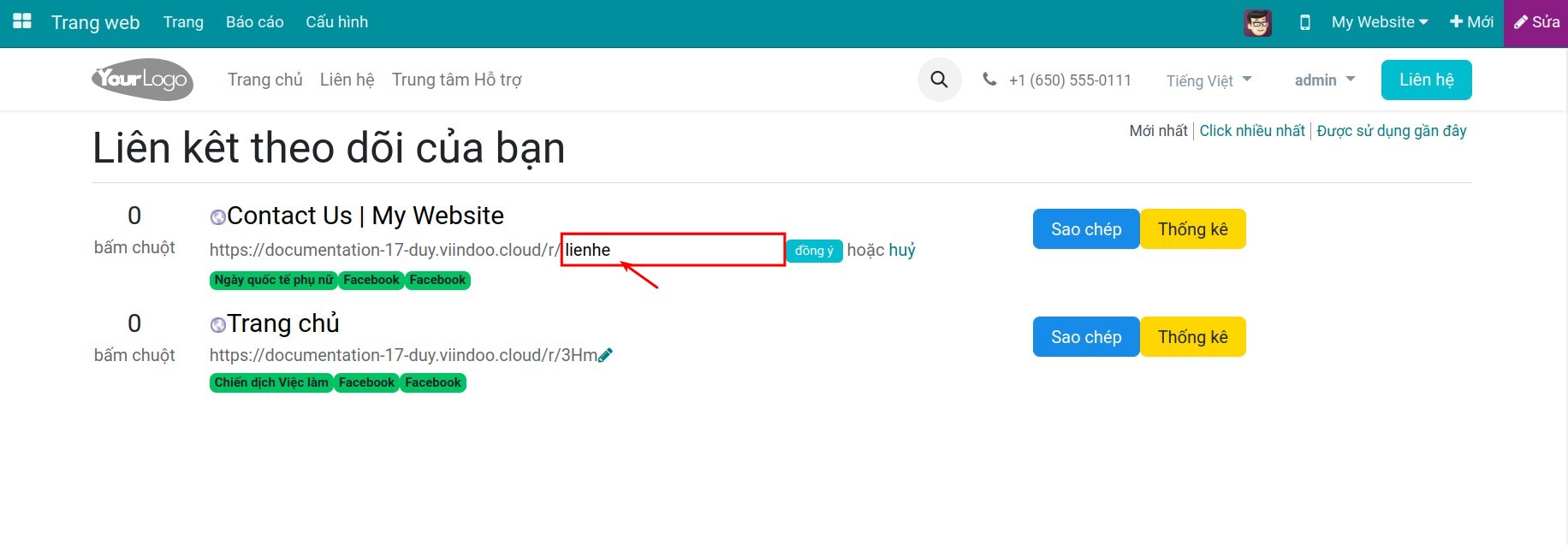 Sửa tên theo vết link