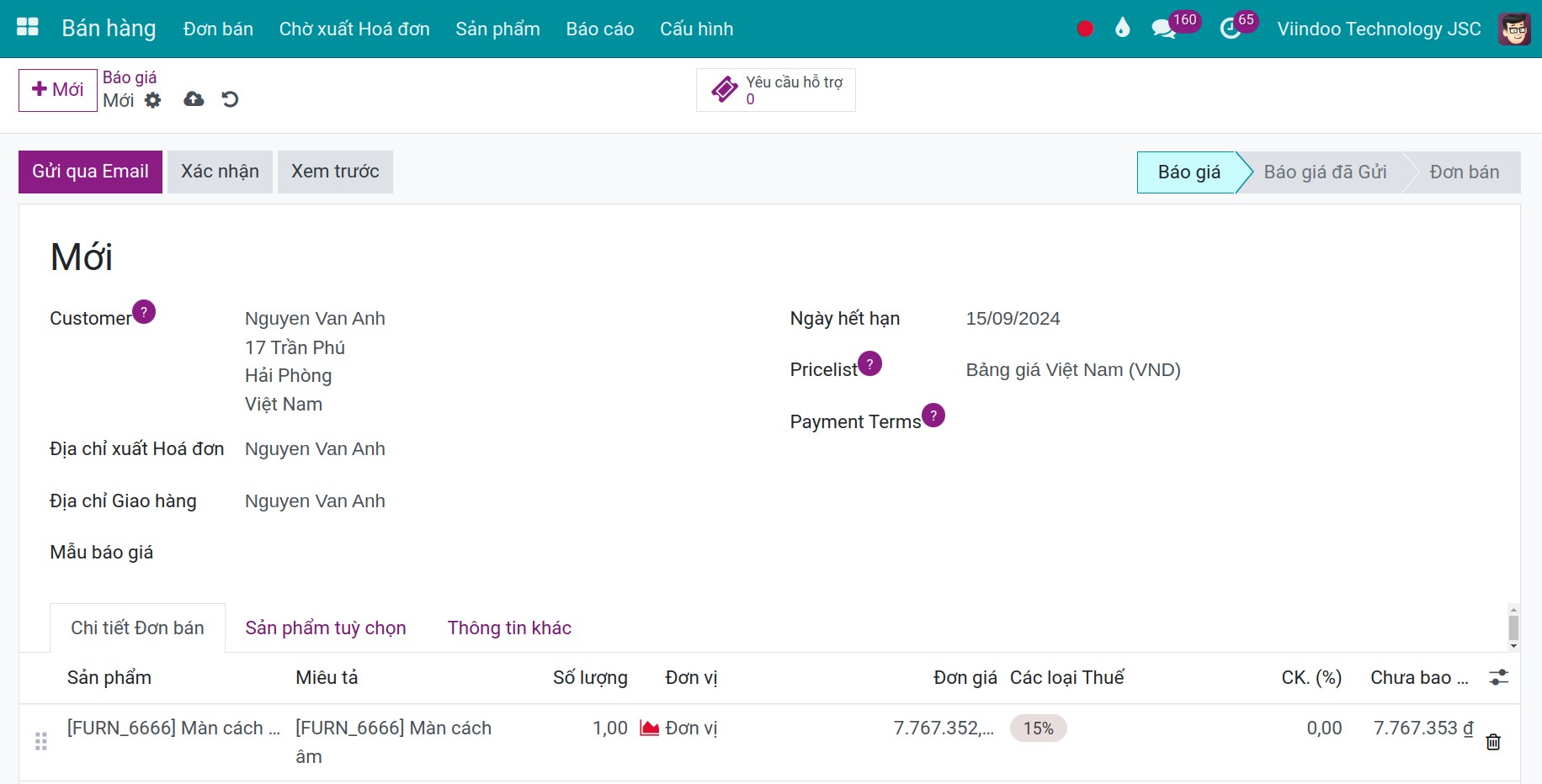 Create sales orders using gift cards or eWallets in Viindoo