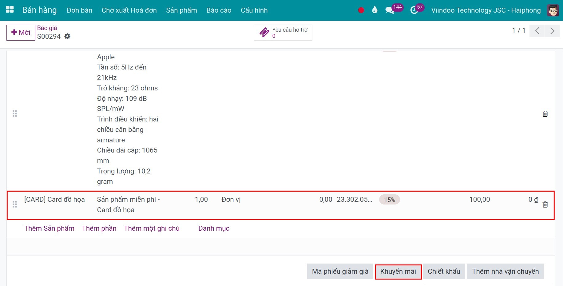 áp dụng mua x tặng y trong Bán hàng