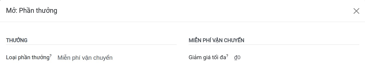 Phần thưởng miễn phí giao hàng