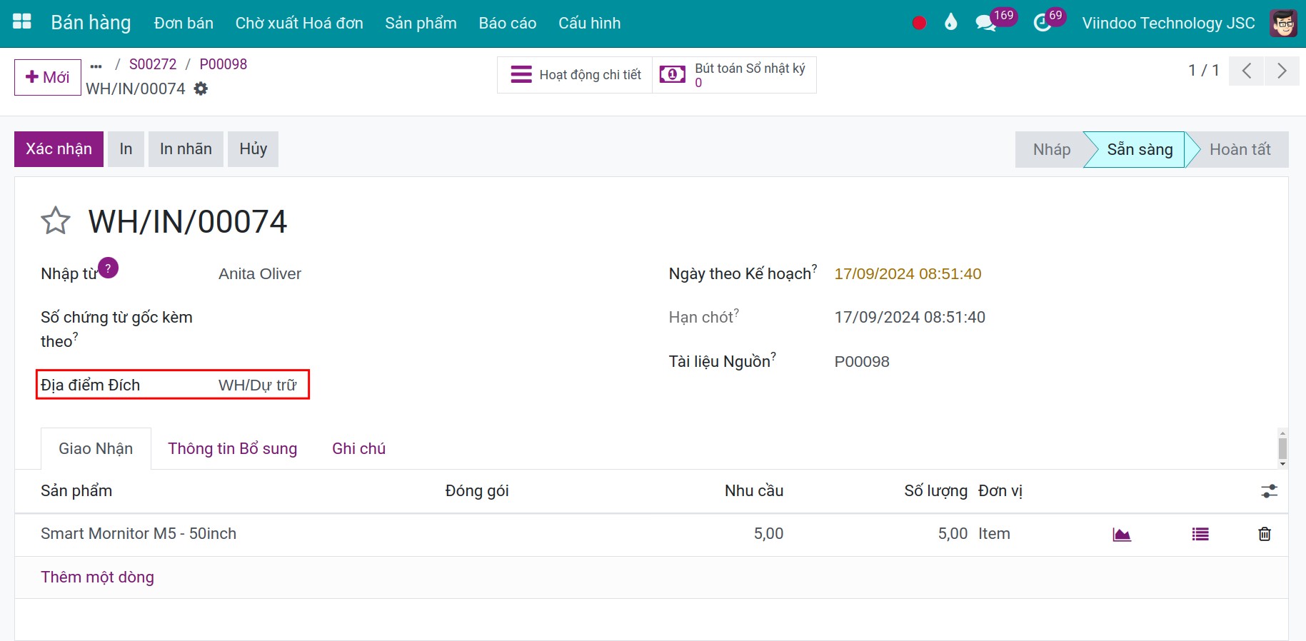 Phiếu nhận hàng