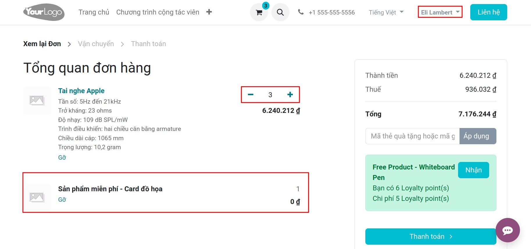 áp dụng chương trình mua x tặng y trên website