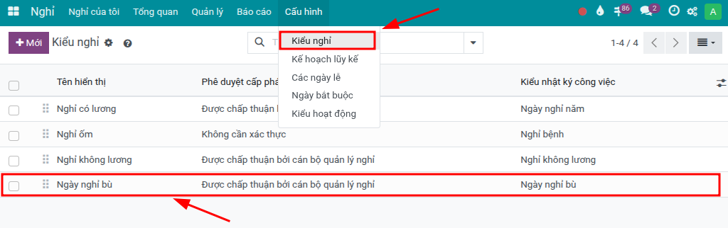 kiểu nghỉ bù
