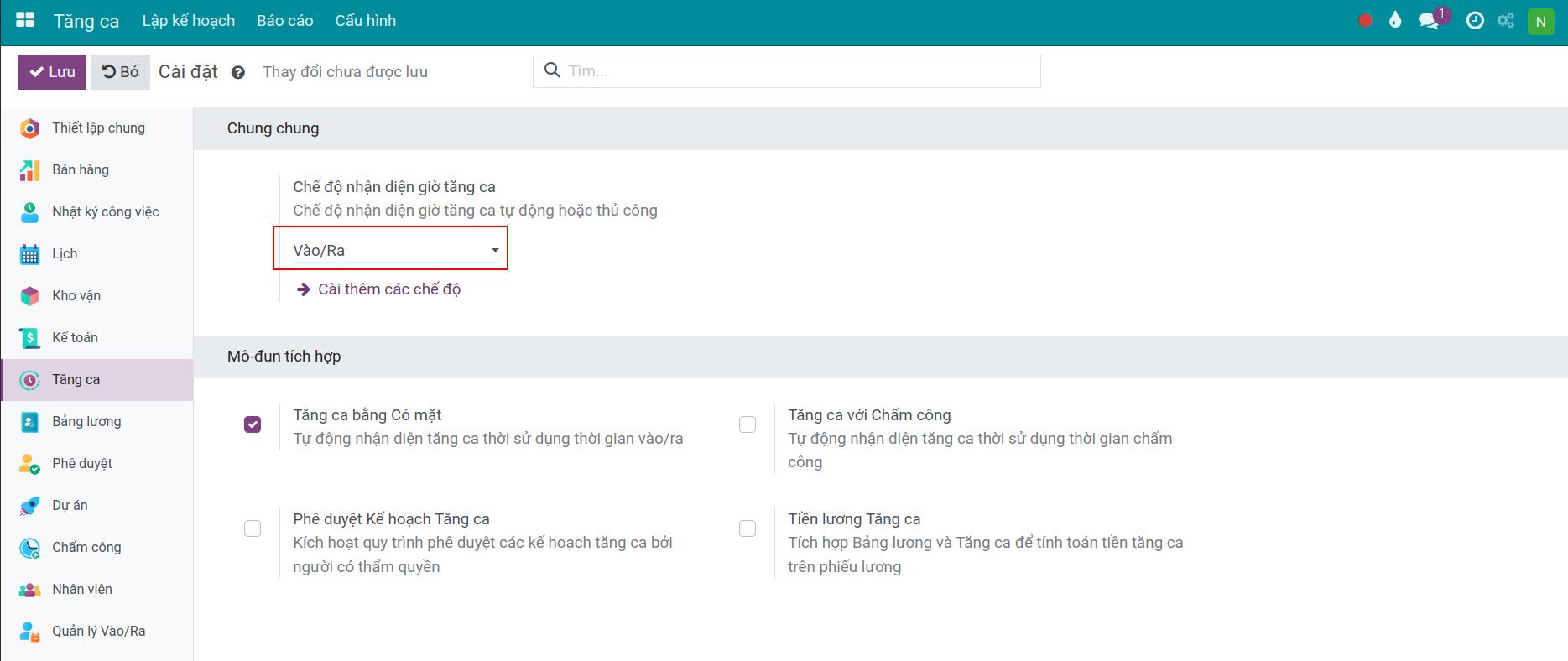 Điểm danh tăng ca