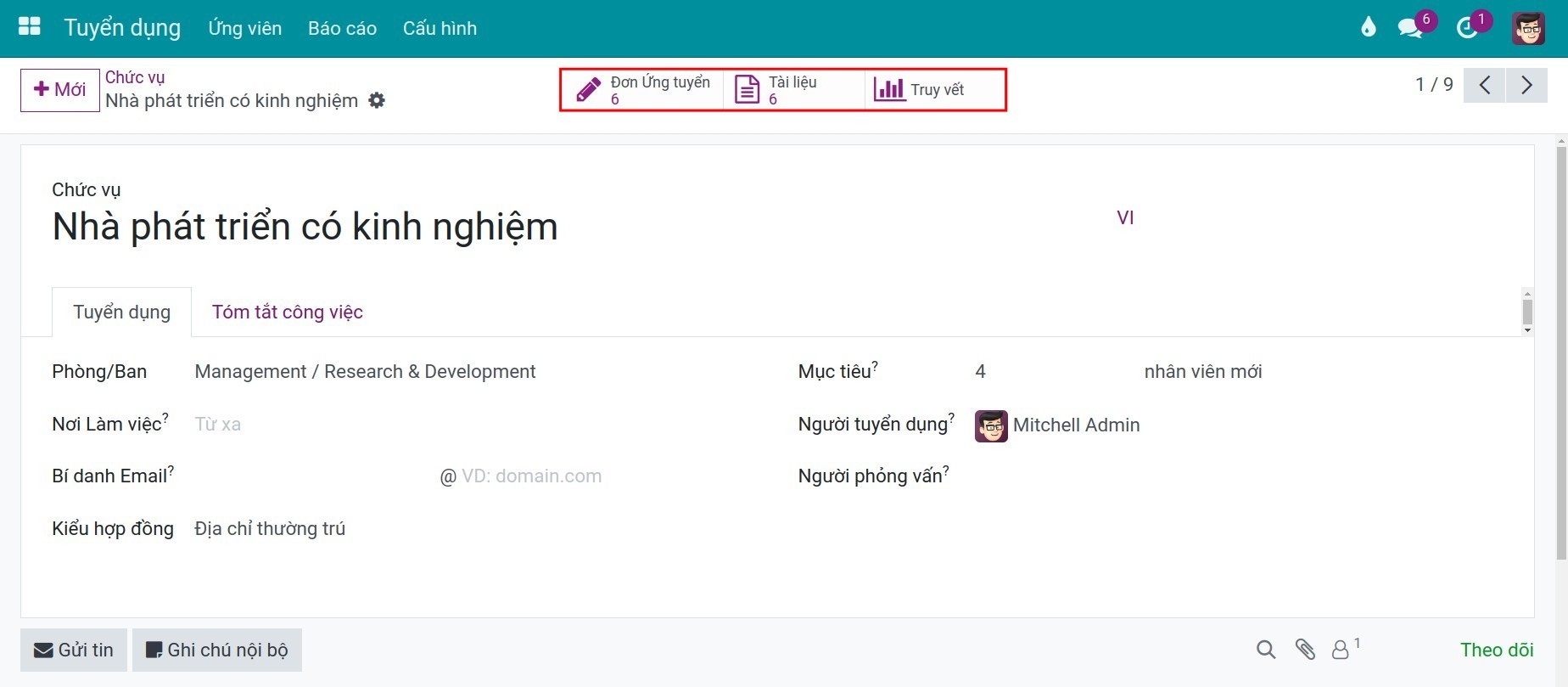 Smart button trên  Viindoo