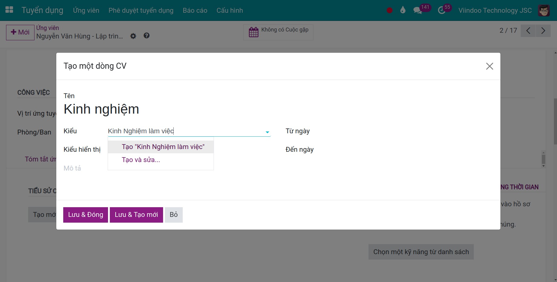 Tạo và sửa kiểu sơ yếu lý lịch