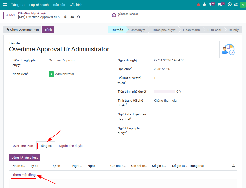 Create an Overtime Request