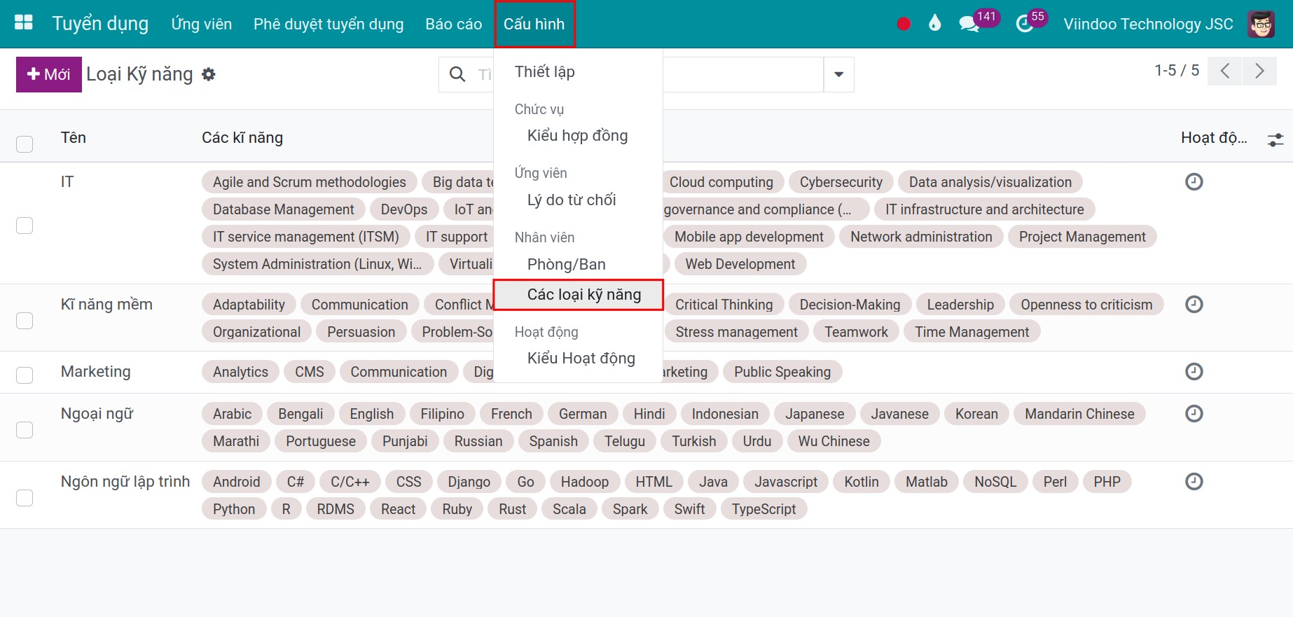 Bấm nút tạo Kiểu kỹ năng