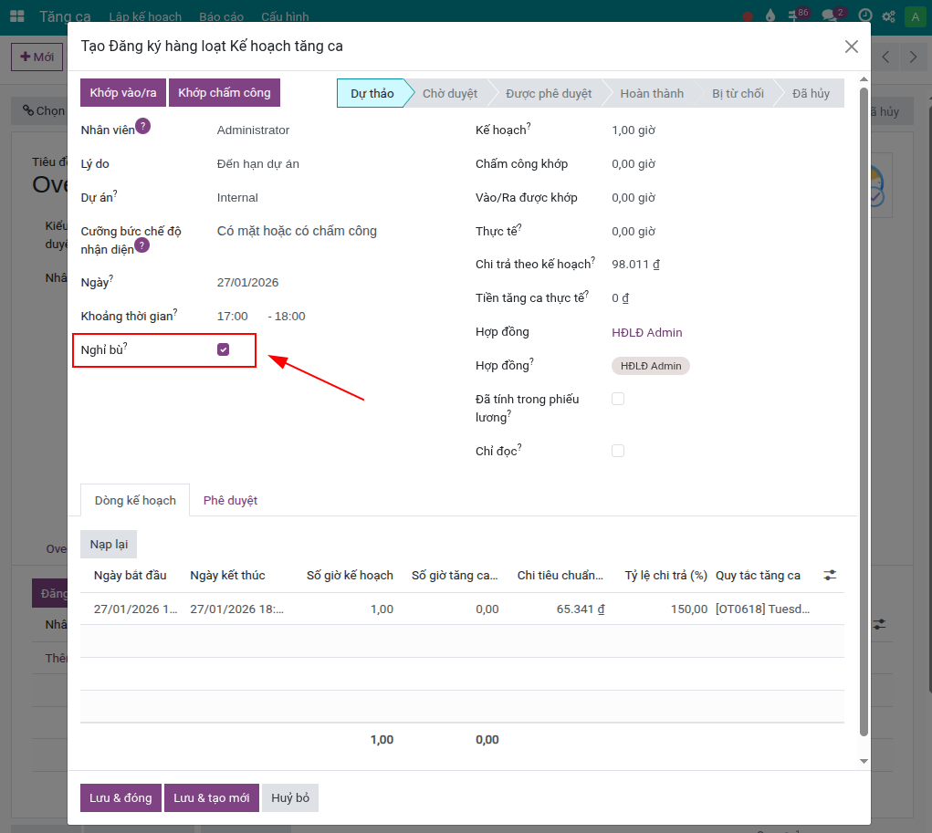 Create an Overtime Request