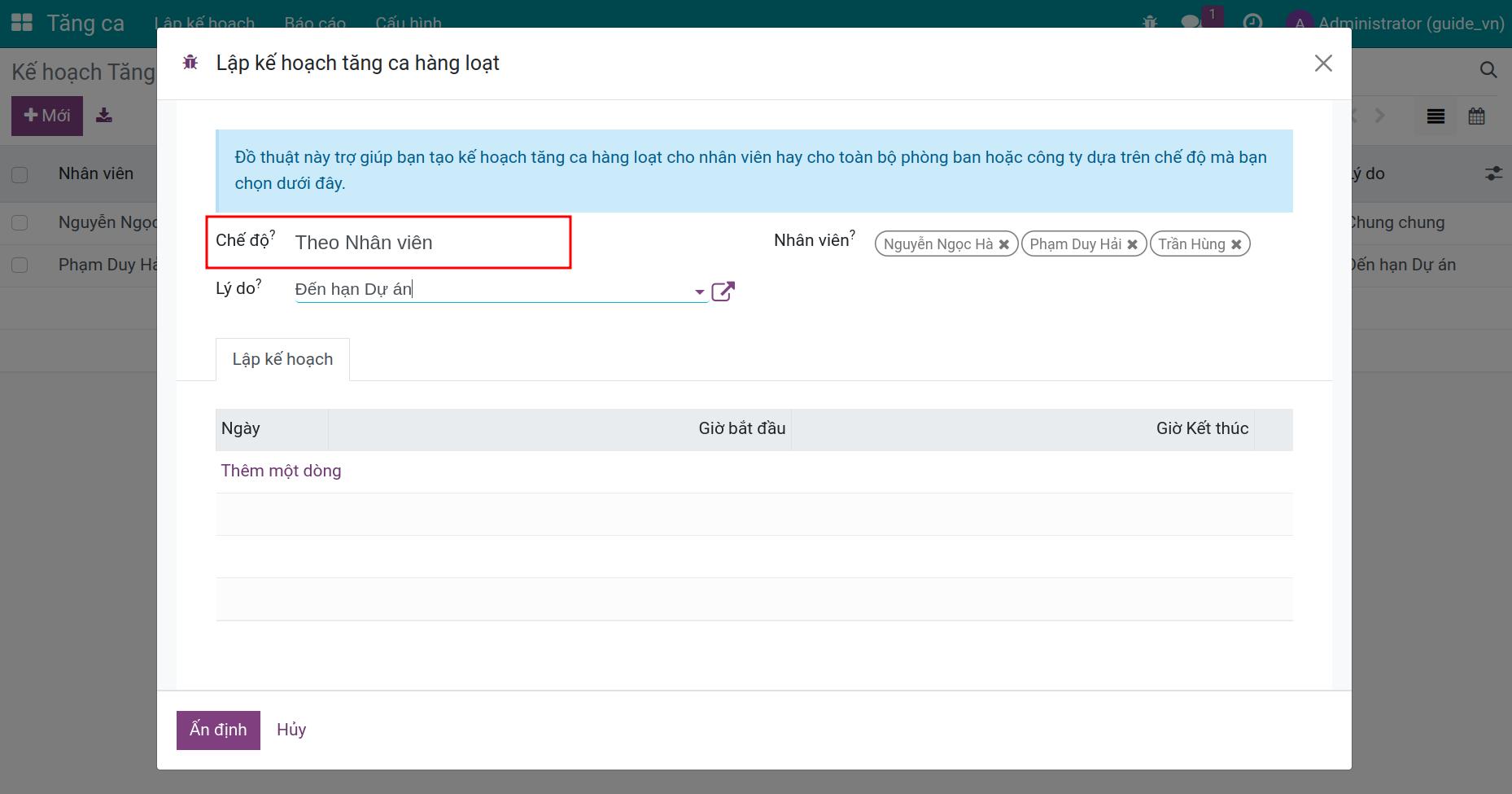 Chế độ theo nhân viên