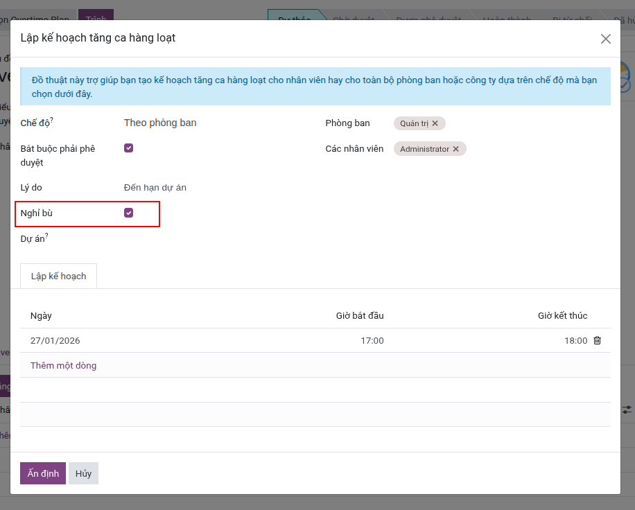Create an Overtime Request