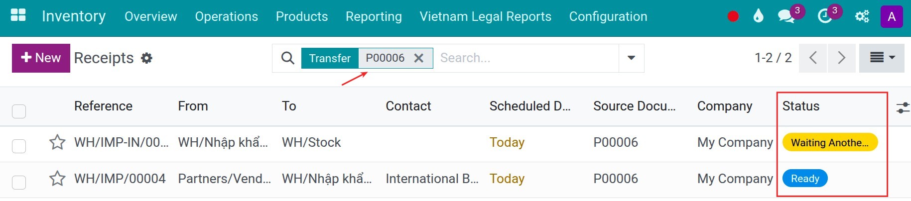 Stock receipts at custom zone - Viindoo Foreign trade app