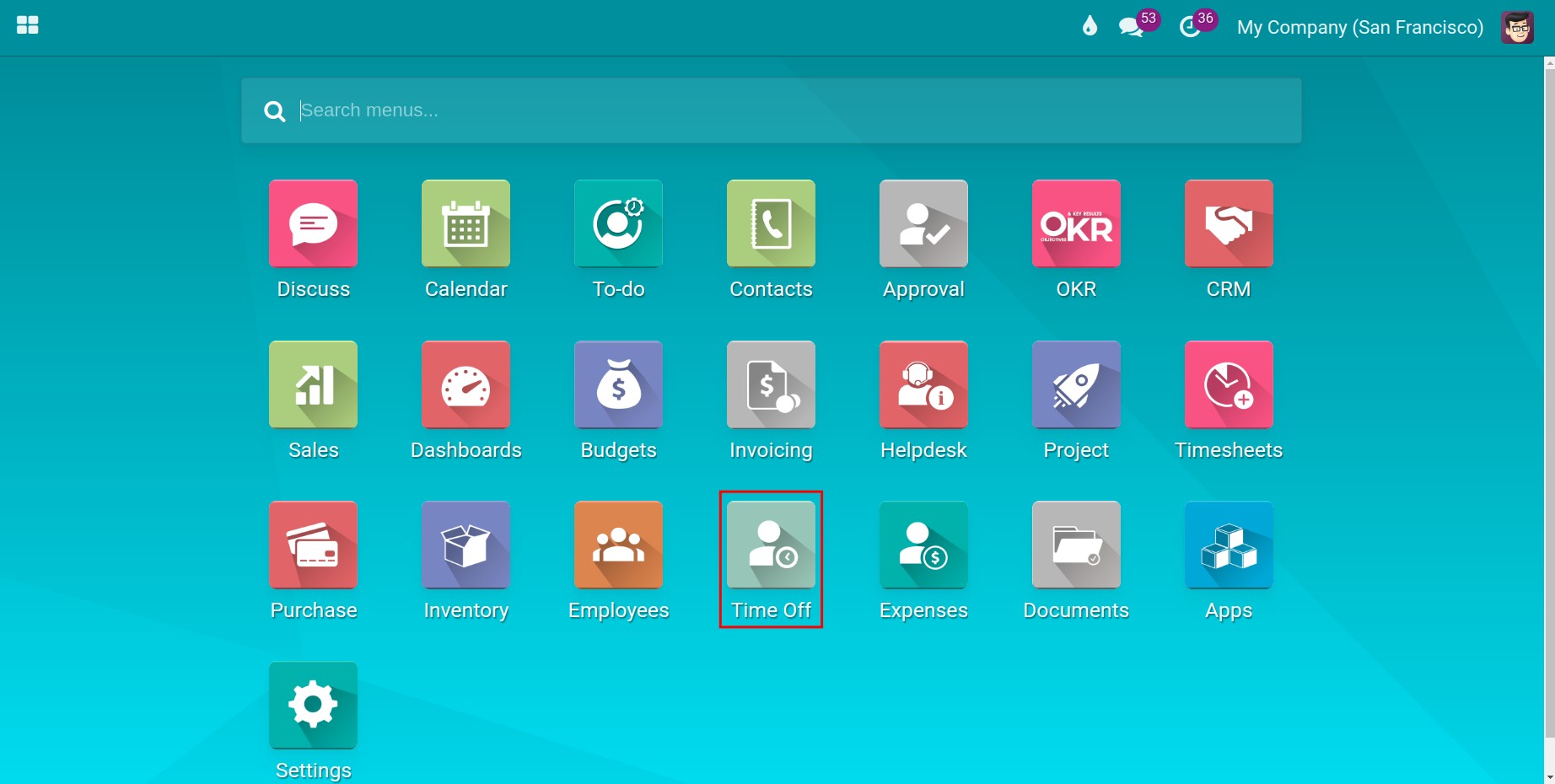 Navigate to Viindoo Time Off management application.