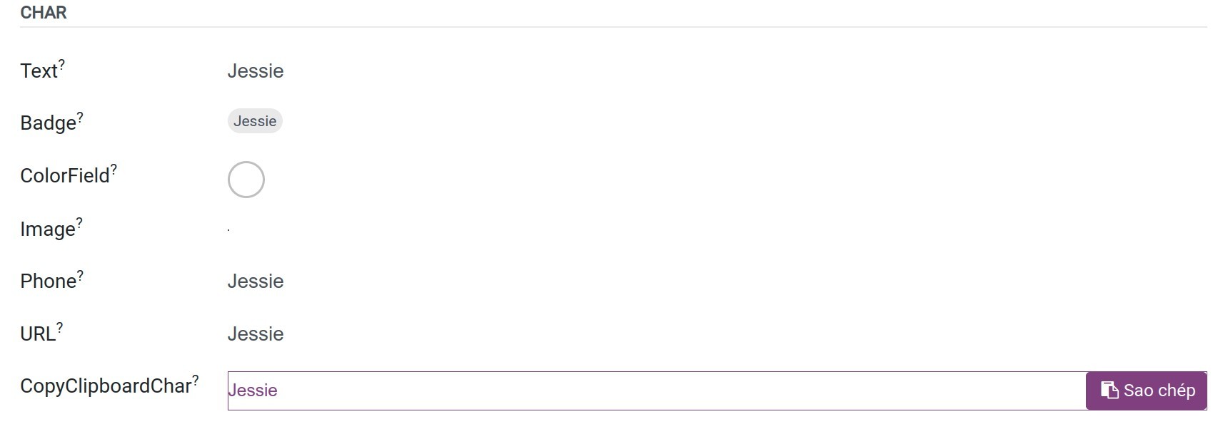 The text field and widgets