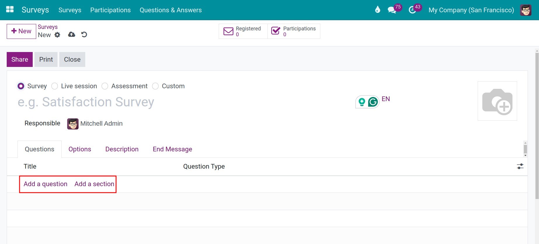 Create surveys view