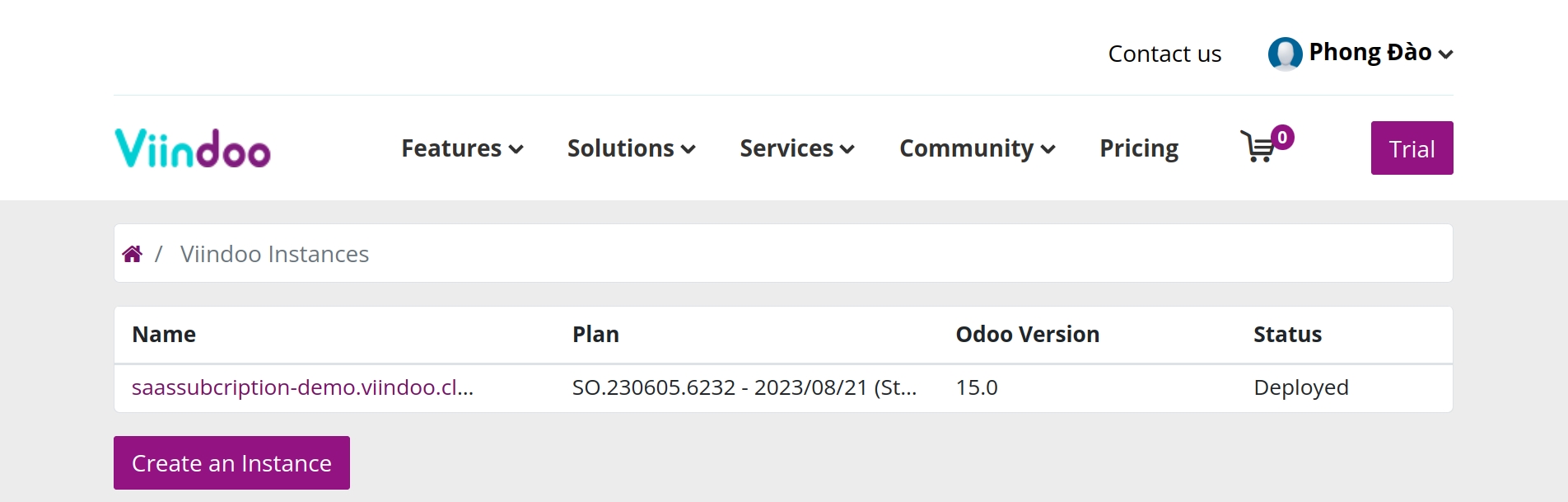 select the Saas system to cancel