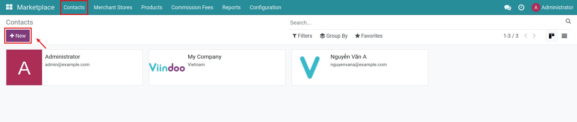 Create merchant contact