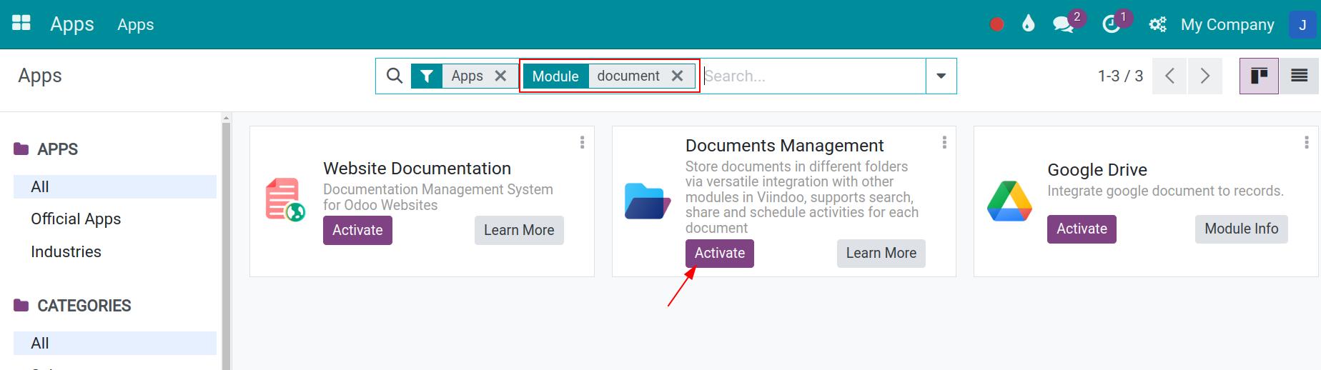 Install documents management app