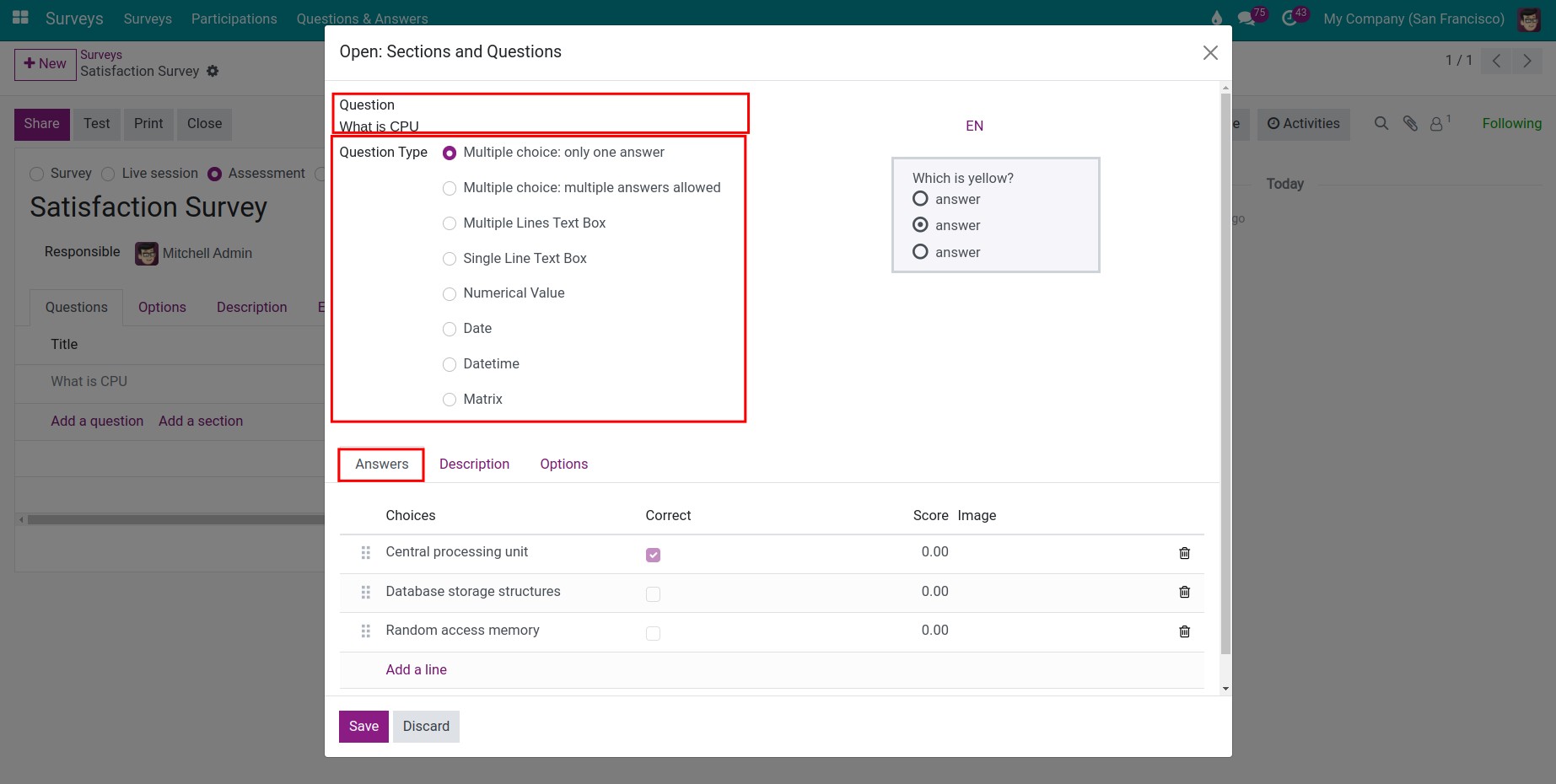 Create questions view