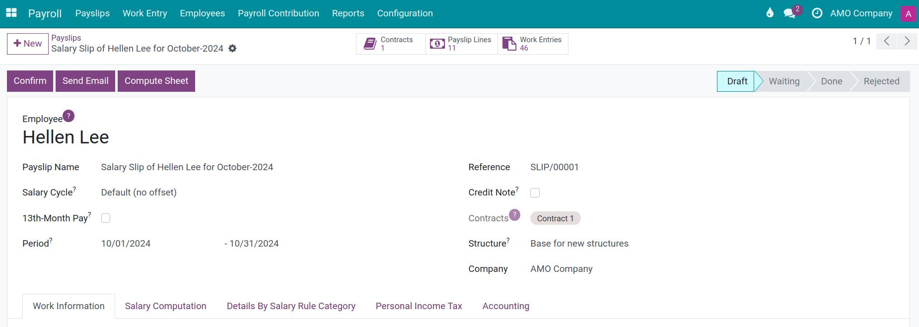 Enter general information for Viindoo payslips